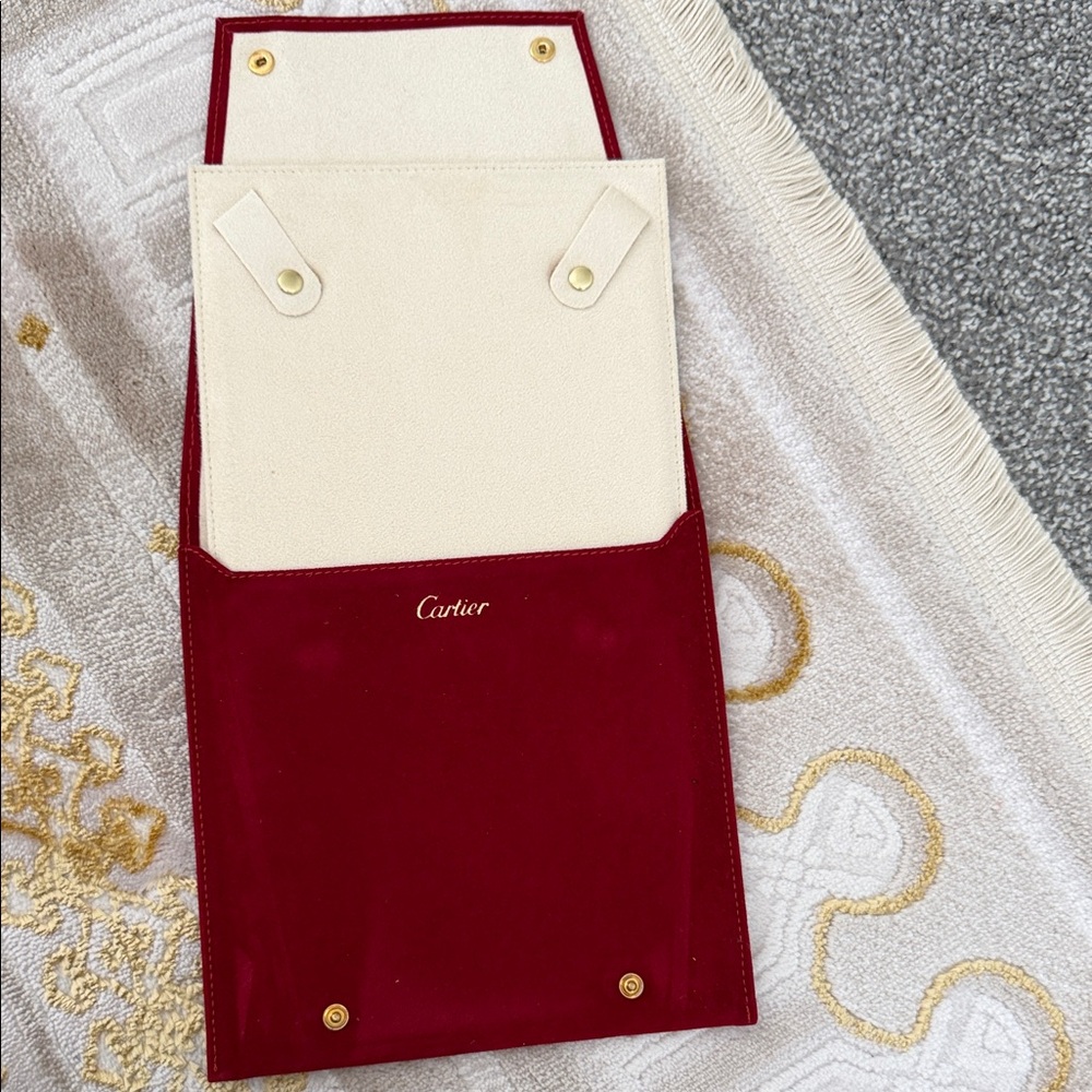 Cartier Red and Cream Jewelry Pouch